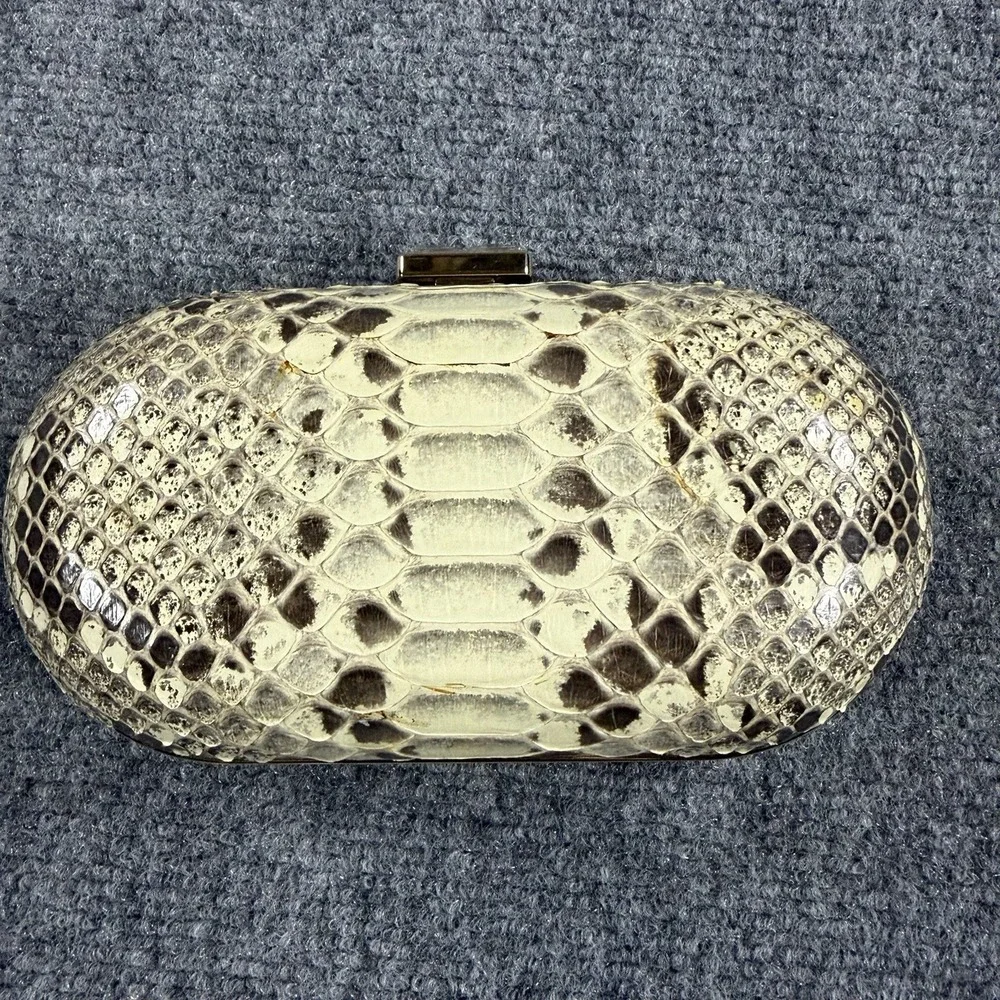 Cape Cobra Genuine Python Clasp Bag Metal Chain Strap Small Read